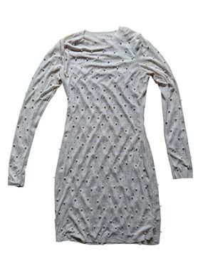 Long Sleeve Beaded Sparkly Bodycon Dress - See Through Mesh